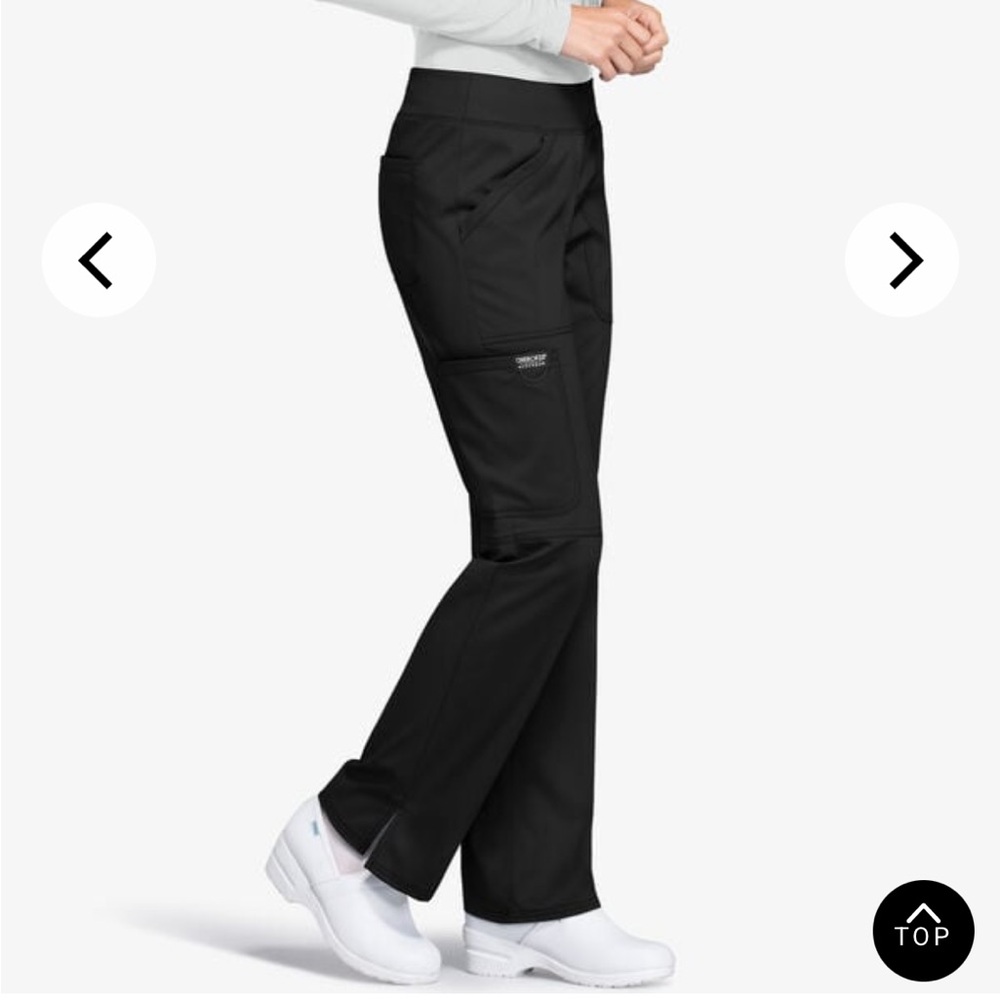 Cherokee Workwear Revolution Women's Stretch Pull-On Black Cargo Scrub Pants XXS